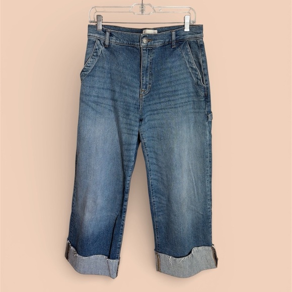 Current/Elliott Denim - Current/Elliott Classic Wide Leg Blue Jeans with Cuff